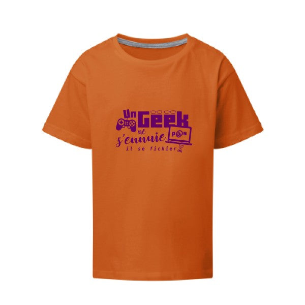 Un geek ne s'ennuie pas Flex Violet SG - Kids T-shirt enfant Orange Taille 152 (11-12/2XL)