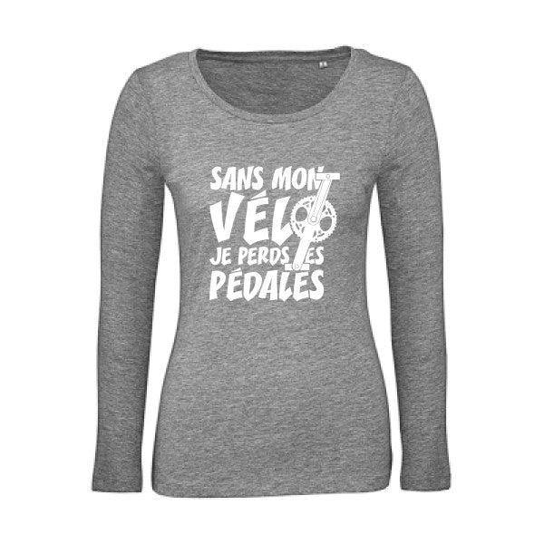 Sans mon vÃ©lo, je perds les pÃ©dales ! Blanc |   T shirt manches longues femme|100% bio