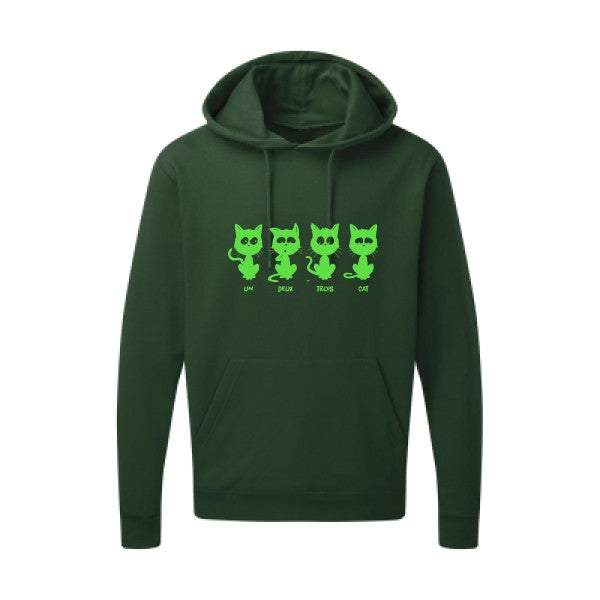 un deux trois cat Vert fluo |Sweat capuche imprimé homme