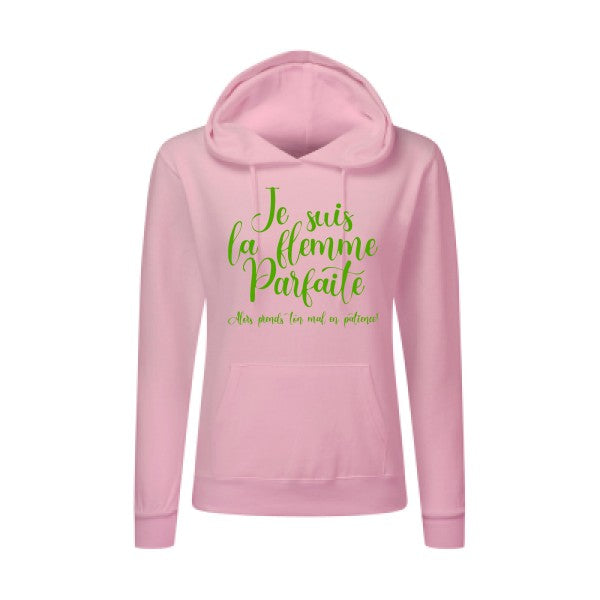 La flemme parfaite Vert pomme |Sweat original à capuche Femme