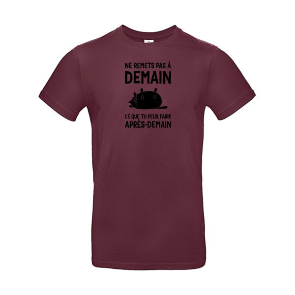 Ne remets pas à demain flex noir B&C - E190 T-shirt|Burgundy||2XL