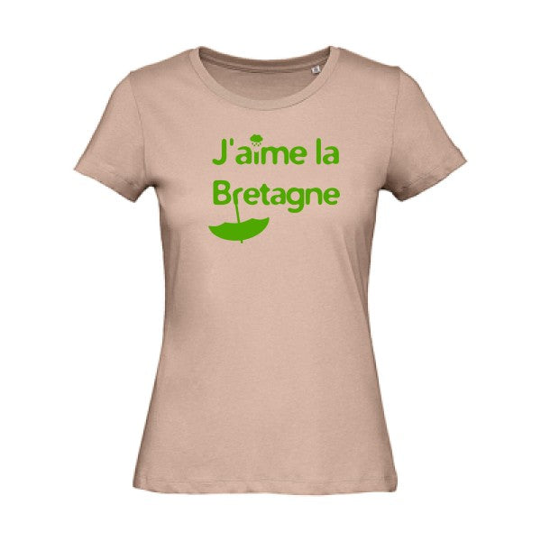 T shirt humour bio femme   femme bio|J'aime la Bretagne Vert pomme 