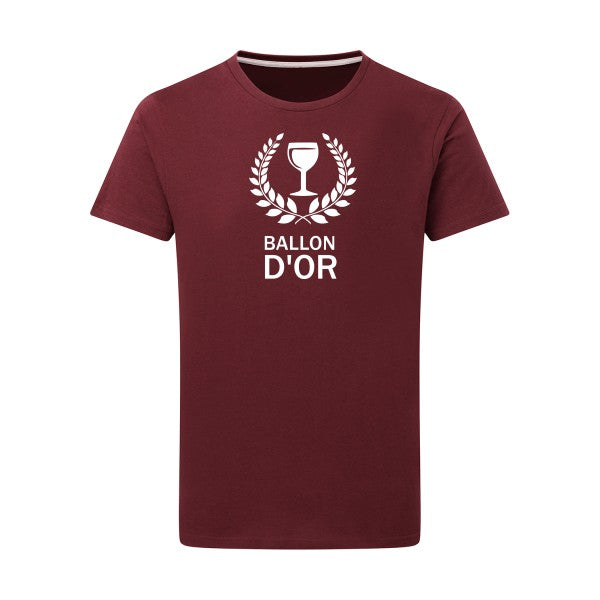 Ballon d'or -Flex Blanc sur T-shirt SG  Burgundy  2XL