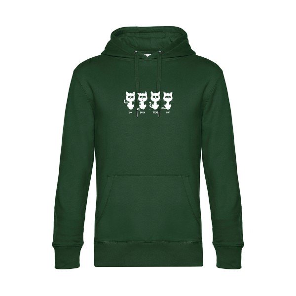 un-deux-trois-cat sweat shirt original Bottle Green flex Blanc impression Face