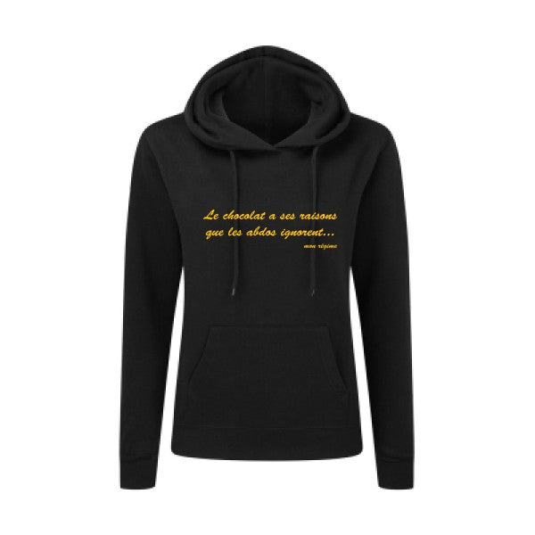 Le chocolat a ses raisons jaune Or |Sweat original à capuche Femme