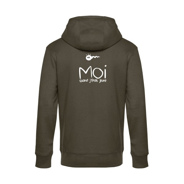 Moi-quand-j-etais-jeune sweat shirt original Khaki flex Blanc impression Dos
