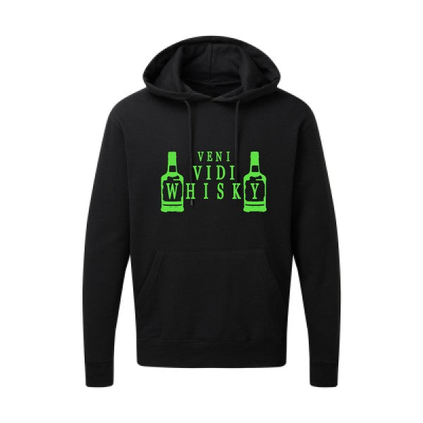 VENI VIDI WHISKY |Sweat  capuche humoristique Vert fluo 