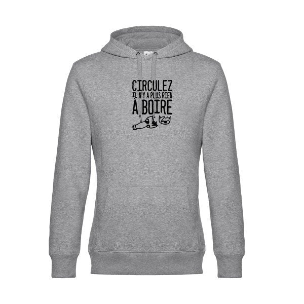 Circulez-il-n-y-a-plus-rien-a-boire sweat shirt original Heather Grey flex Noir impression Face