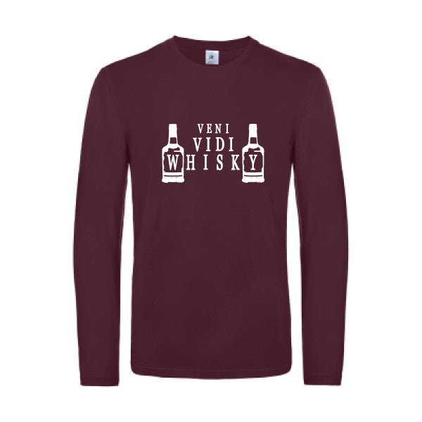 veni vidi whisky - t shirt- manches- longues- original- humour- Burgundy impression Face