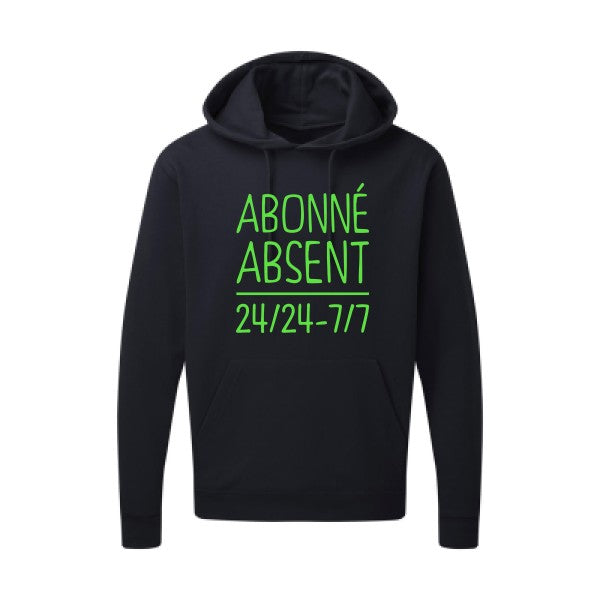 Abonné absent Vert fluo |Sweat capuche imprimé homme