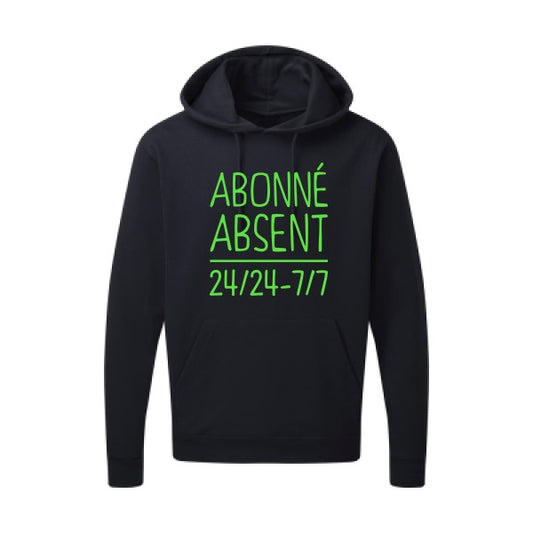 Abonné absent Vert fluo |Sweat capuche imprimé homme