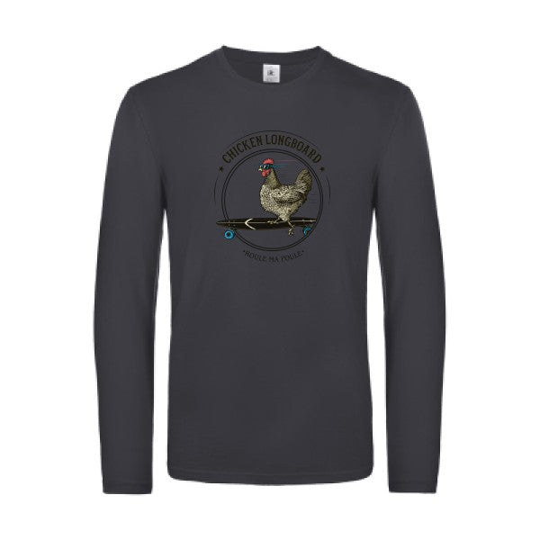 chicken-longboard-t-shirt-manches-longues-original-humour -Dark Grey
