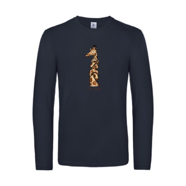 1-tete-2-noeuds-t-shirt-manches-longues-original-humour -Navy