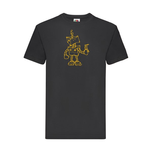 T-shirt|Robot & Bird |flex jaune Or| Fruit of the loom 205 g 