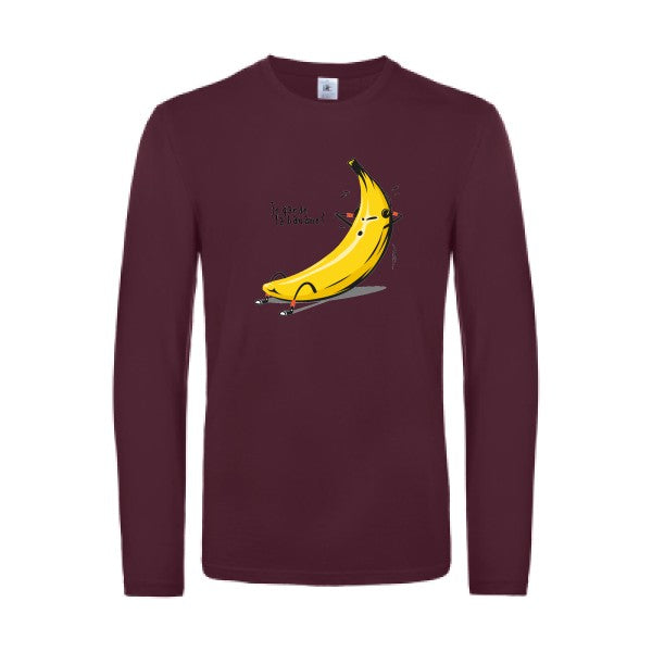je-garde-la-banane-!-t-shirt-manches-longues-original-humour -Burgundy