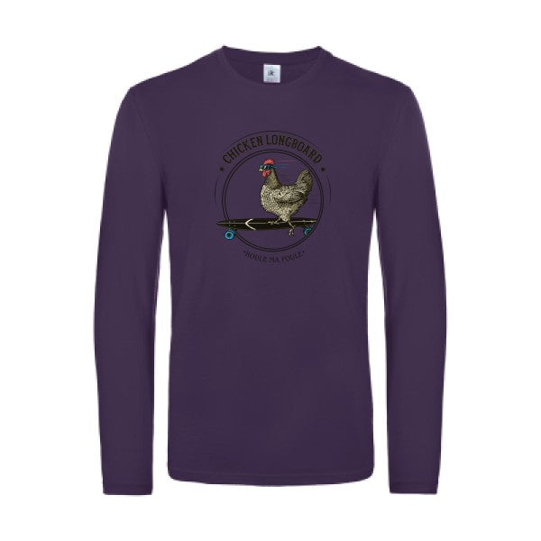 chicken-longboard-t-shirt-manches-longues-original-humour -Urban Purple