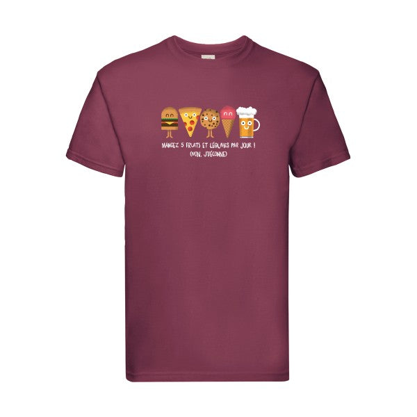 5 fruits et légumes Fruit of the loom 205 g/m² T-shirt/ bordeaux