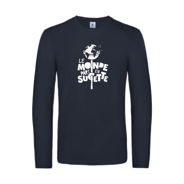 le monde part en sucette - t shirt- manches- longues- original- humour- Navy impression Face