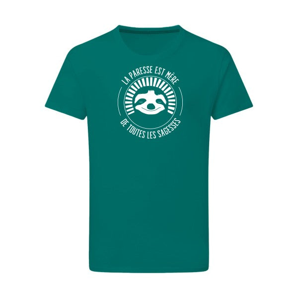 La paresse mère de sagesse Blanc -Flex Blanc sur T-shirt SG  Emerald Green  2XL