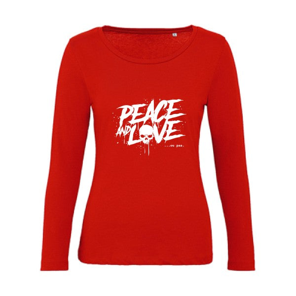 Peace or no peace Blanc |   T shirt manches longues femme|100% bio