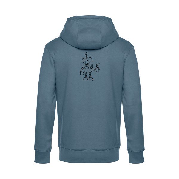 Robot-&-Bird sweat shirt original nordic blue flex Noir impression Dos