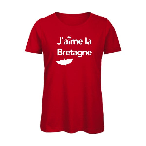 T shirt humour bio femme   femme bio|J'aime la Bretagne Blanc 