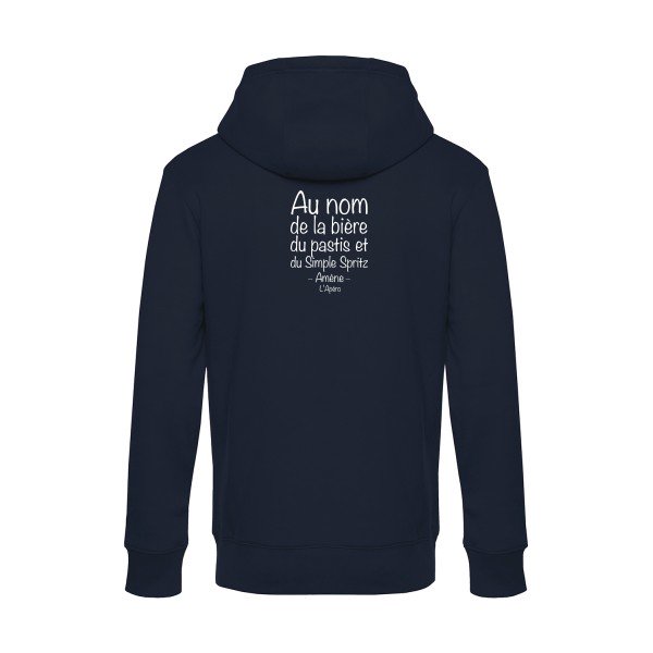 priere-de-l-apero sweat shirt original Navy Blue flex Blanc impression Dos