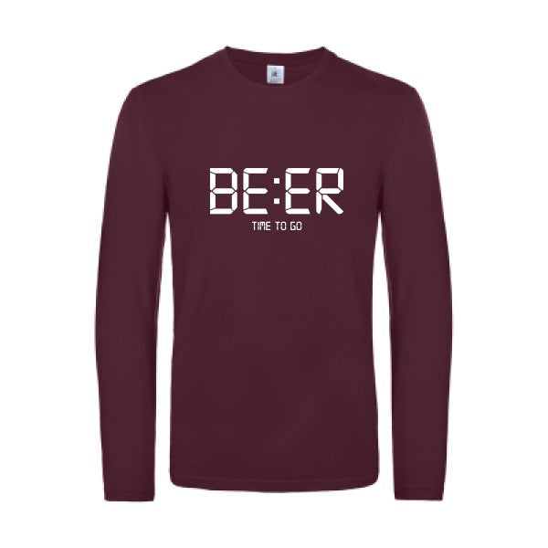 time to go - t shirt- manches- longues- original- humour- Burgundy impression Face