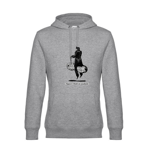 Partir-en-cacahuete- Sweat à capuche original Heather Grey - RueDuTeeshirt