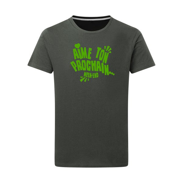 Aime ton prochain ! vert pomme -Flex vert pomme sur T-shirt SG  Charcoal  5XL