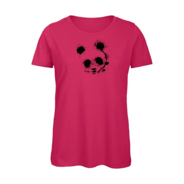 panda- - t-shirt original femme Fuchsia