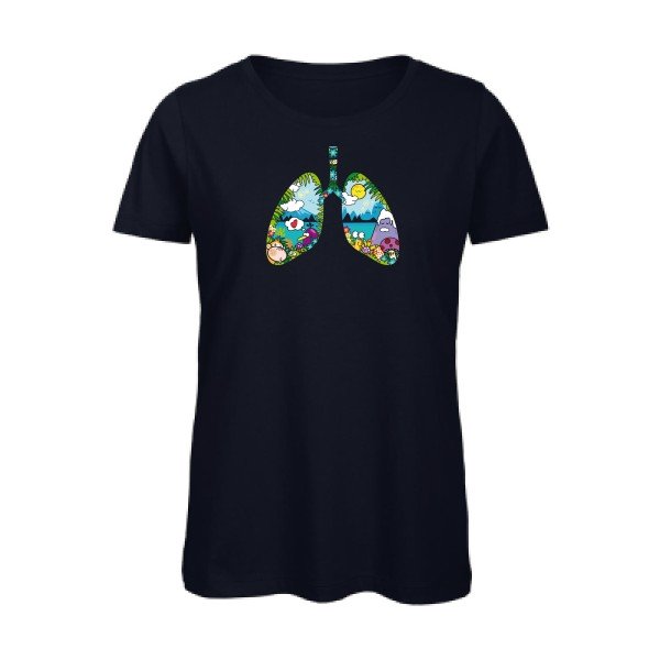 happy-lungs- - t-shirt original femme Navy