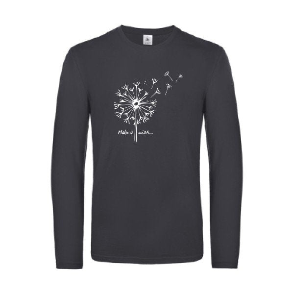 make a wish - t shirt- manches- longues- original- humour- Dark Grey impression Face