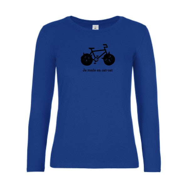 t-shirt lsl femme cat-cat-bike Royal Blue flex Noir