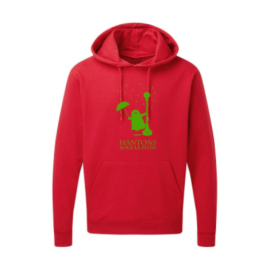 Hantons sous la pluie Vert pomme |Sweat capuche imprimé homme