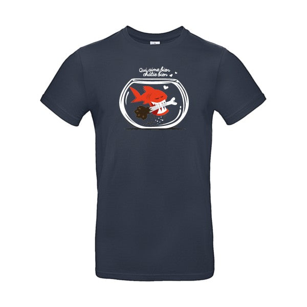T-shirt humour original Qui Aime Bien Chatie Bien T Shirt couleur Navy