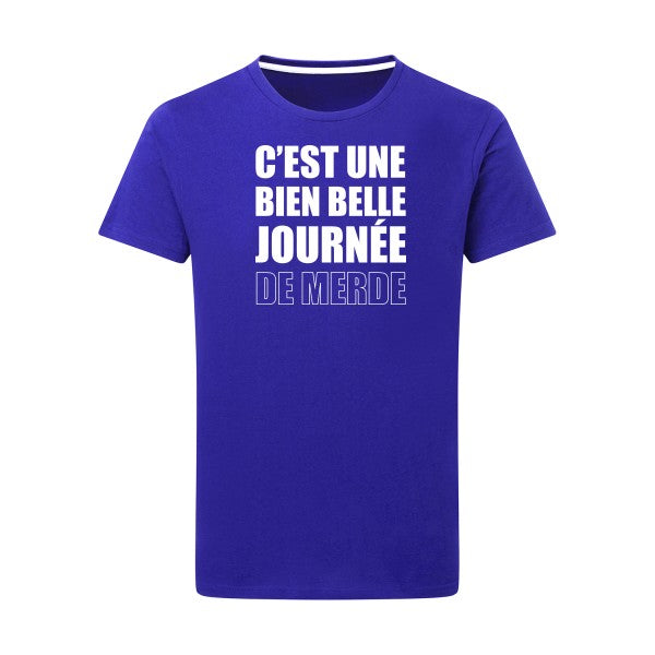 Journée de m... Blanc -Flex Blanc sur T-shirt SG  Royal Blue  5XL