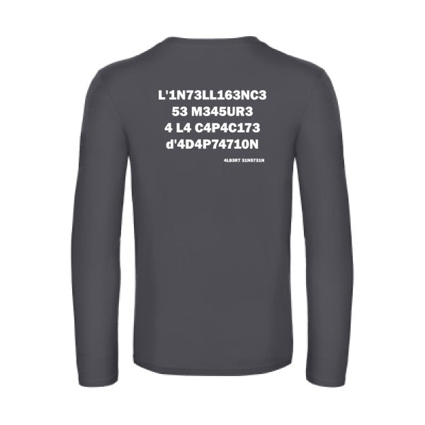 l -intelligence - t shirt- manches- longues- original- humour- Dark Grey impression Dos