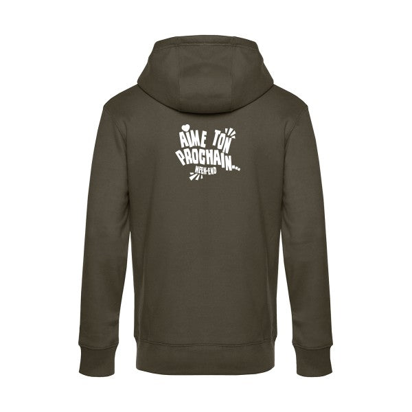 Aime-ton-prochain sweat shirt original Khaki flex Blanc impression Dos