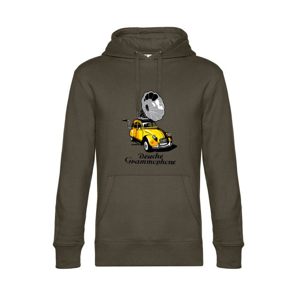 Deuche-Grammophone-3- Sweat à capuche original Khaki - RueDuTeeshirt