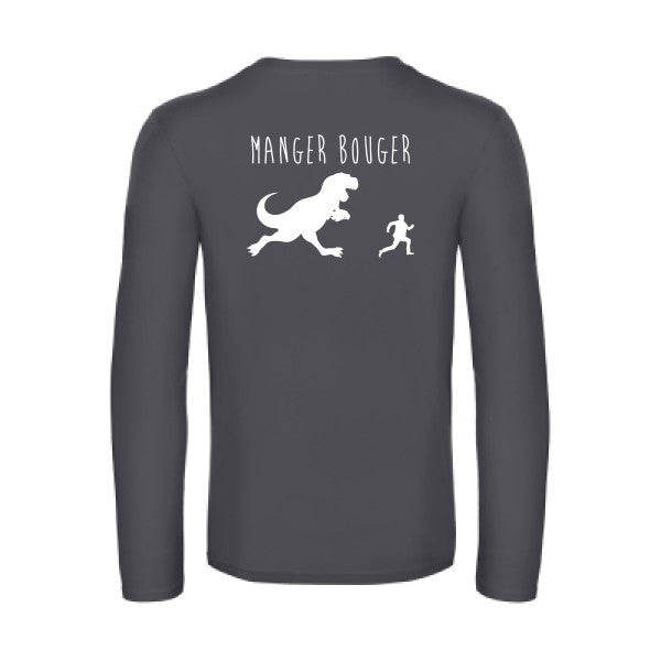 manger bouger - t shirt- manches- longues- original- humour- Dark Grey impression Dos
