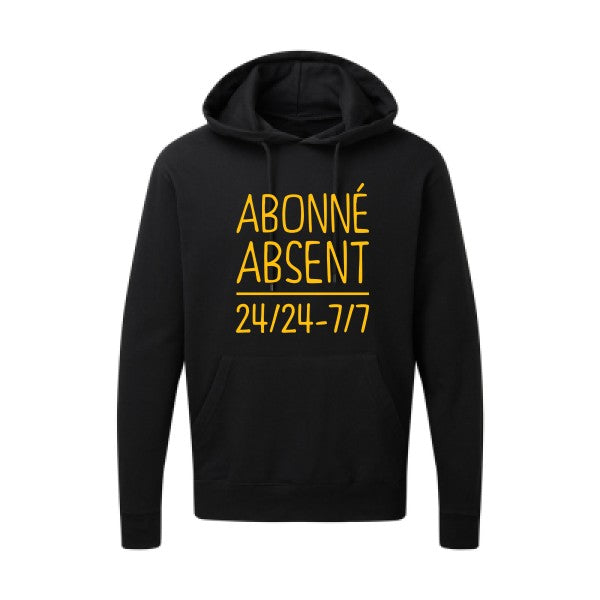 Abonné absent jaune Or |Sweat capuche imprimé homme