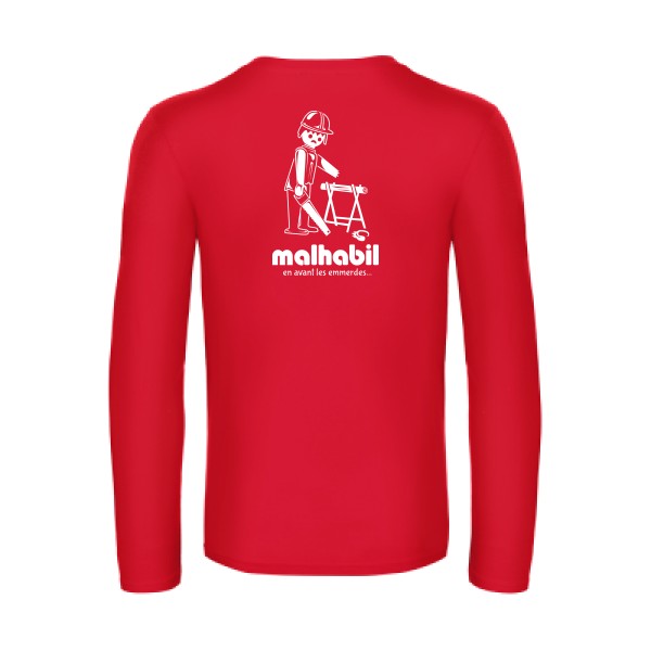 malhabil... - t shirt- manches- longues- original- humour- Red impression Dos