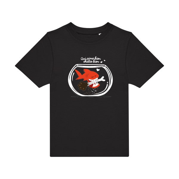 t-shirt humour enfant -Qui-aime-bien-chatie-bien..- couleur  Black