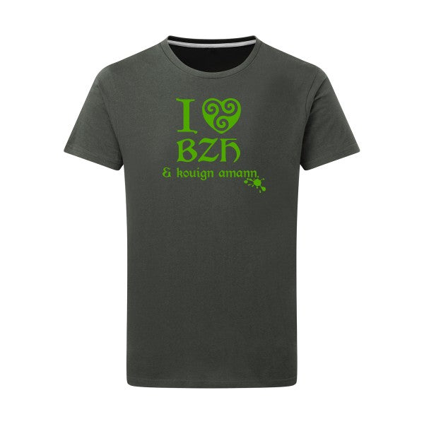 Love BZH & kouign vert pomme -Flex vert pomme sur T-shirt SG  Charcoal  5XL