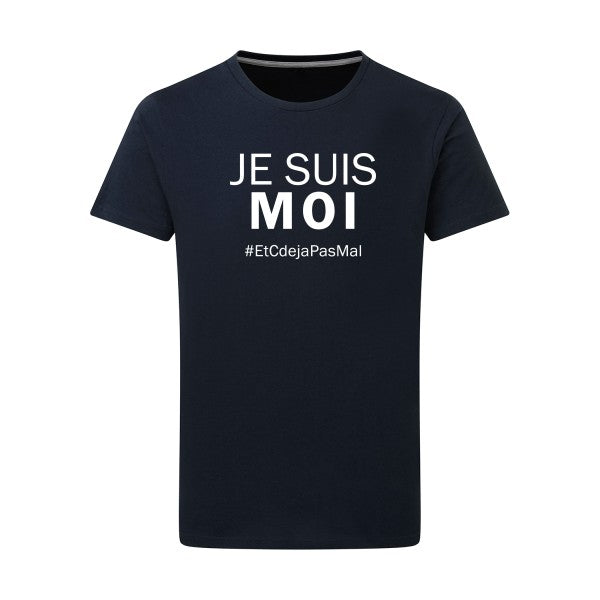 Je suis moi Blanc -Flex Blanc sur T-shirt SG  Navy  5XL