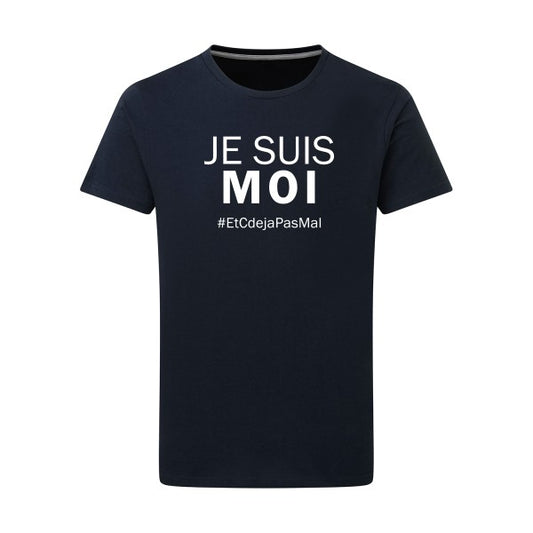 Je suis moi Blanc -Flex Blanc sur T-shirt SG  Navy  5XL