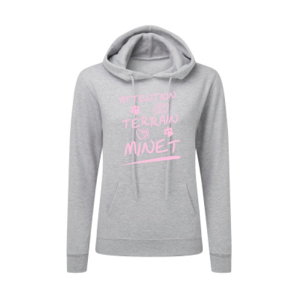 Attention Terrain Minet Rose |Sweat original à capuche Femme