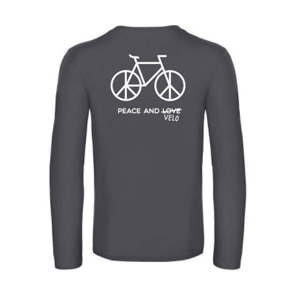 peace and velo - t shirt- manches- longues- original- humour- Dark Grey impression Dos