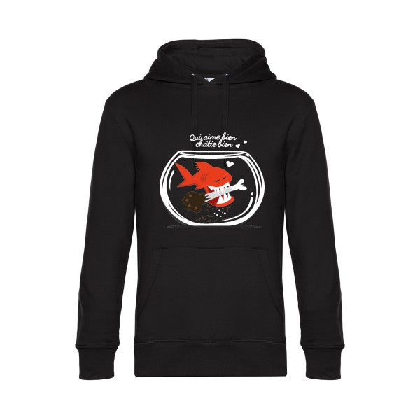 Qui-aime-bien-chatie-bien- Sweat à capuche original Black - RueDuTeeshirt